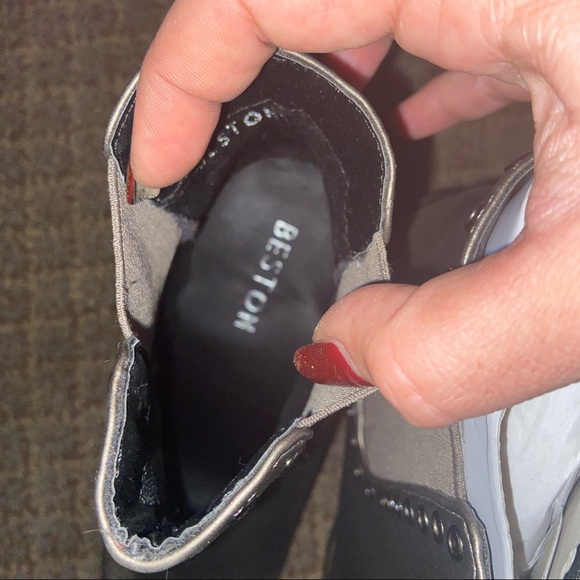 NWOB-  Metallic Pewter Platform Ankle Booties - Picture 7 of 8